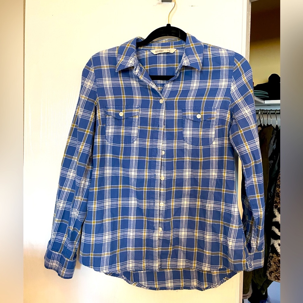 Old Navy Blue Flannel Button Down